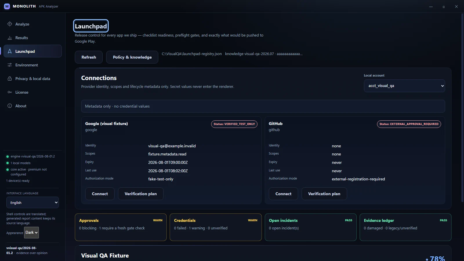 The APP Benchmarking Launchpad, showing release readiness for a sample workspace.